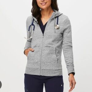 FIGS Light Gray Full Zip Hoodie